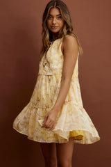 Kennedi String Tie Shift Dress Floral Yellow
