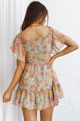 Daphne Shirred Bust Mini Dress Floral Mint