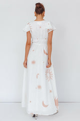 Carnivale Angel Sleeve Maxi Dress White/Beige
