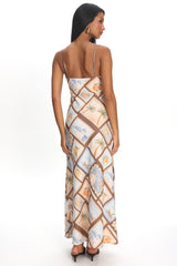 Jaya Cami Strap Maxi Dress Print Mocha