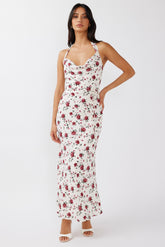 Love's Kiss Cowl Halterneck Maxi Dress Rose