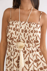 Lysette Pintuck Pleat Maxi Dress Brown Multi
