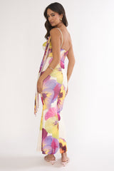 Tallis One-Shoulder Asymmetric Neckline Dress Beige
