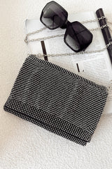 Big On Bling Rhinestone Clutch Purse (Clear/Black)
