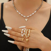 Pearl & Heart Pendant Necklace