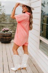 Cozy Spell Mineral Wash Zenana Romper (Dark Pink)