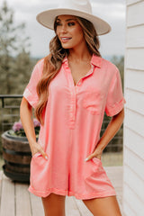 Cozy Spell Mineral Wash Zenana Romper (Dark Pink)