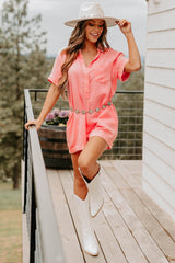 Cozy Spell Mineral Wash Zenana Romper (Dark Pink)