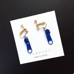 Zipper Dangle Clip-on Earrings