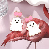 Halloween Ghost Dangle Earrings with Bow