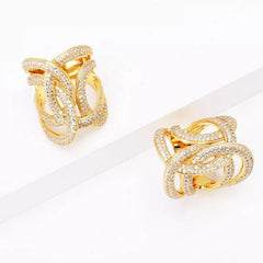 18K Gold-Plated Zircon Interwoven Ring