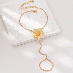 18K Gold-Plated Chain Flower Bracelet