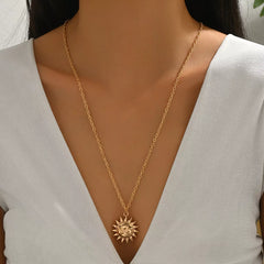 18K Gold-Plated Sunburst Pendant Necklace