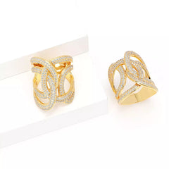 18K Gold-Plated Zircon Interwoven Ring