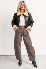 Kelsey Cheetah Seamed Barrel Hidden Jeans (Brown Cheetah)