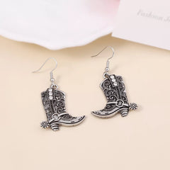 Vintage Western Cowboy Boot Dangle Earrings