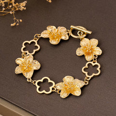 18K Gold-Plated Flower Bracelet
