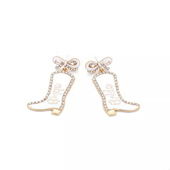 Cowgirl Boot Dangle Earrings with Bow
