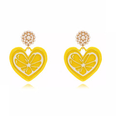 Heart Dangle Earrings with Pearl Accent