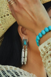 Emarya Statement Dangle Earring - Silver Turquoise