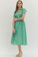 Cassidy Stripe Smocked Midi Dress