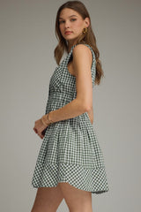 Sadie Gingham Ruffle Hem Mini Dress