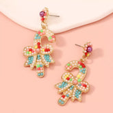 Christmas Candy Cane Bow Drop Earrings