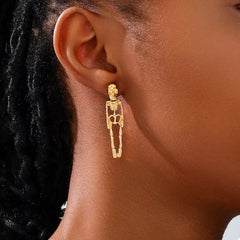 Halloween 18K Gold-Plated Skeleton Earrings