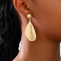 18K Gold-Plated Textured Dangle Earrings