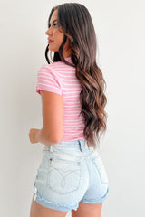 As It Was Striped Rib Knit Bodysuit (Pink)