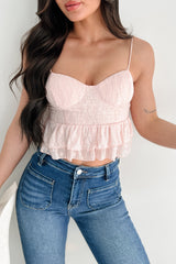 Garden Of Love Lace Peplum Crop Top (Blush)