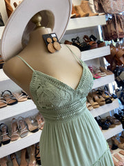 Light Green Lace Midi Dress