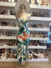 Tropical Print Slit Dress