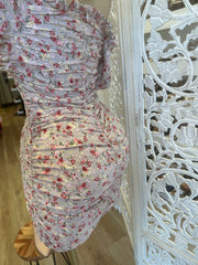Heart Lined Beige Floral Dress