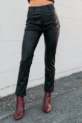 Hank Faux Leather Kancan Skinny Fit Pants (Black)