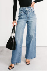 Kelvin Double Waist Wide Leg Cello Jeans (Medium)
