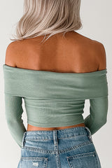 Fall Into Me Off The Shoulder Crop Top (Basil)