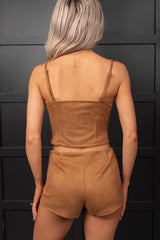 Joy In Journey Sleeveless Faux Suede Set (Camel)