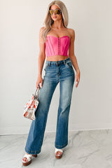 Pretty Please Strapless Corset Top (Hot Pink)