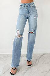 Malachi High Rise Distressed Cello Dad Jeans (Light)