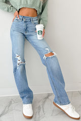 Malachi High Rise Distressed Cello Dad Jeans (Light)
