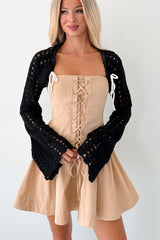 Quiet Chic Crochet Bolero Shrug (Black)