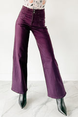 Carlotta High Rise Wide Leg Mica Denim Jeans (Plum)