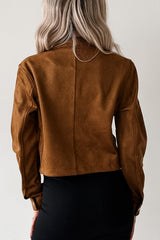 Plain & True Faux Suede Zip-Up Jacket (Camel)