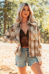 Hold Me To It Plaid Flannel Shacket (Taupe Mix)