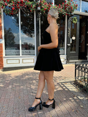Mollie Black Velvet Fit to Flare Mini Dress