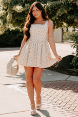 Blush Tells All Square Neck Floral Mini Dress (Natural)