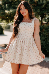 Blush Tells All Square Neck Floral Mini Dress (Natural)
