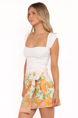Calypso Wrap Mini Skirt - Yellow Spring Floral