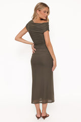 Abbie Off Shoulder Maxi Dress - Olive